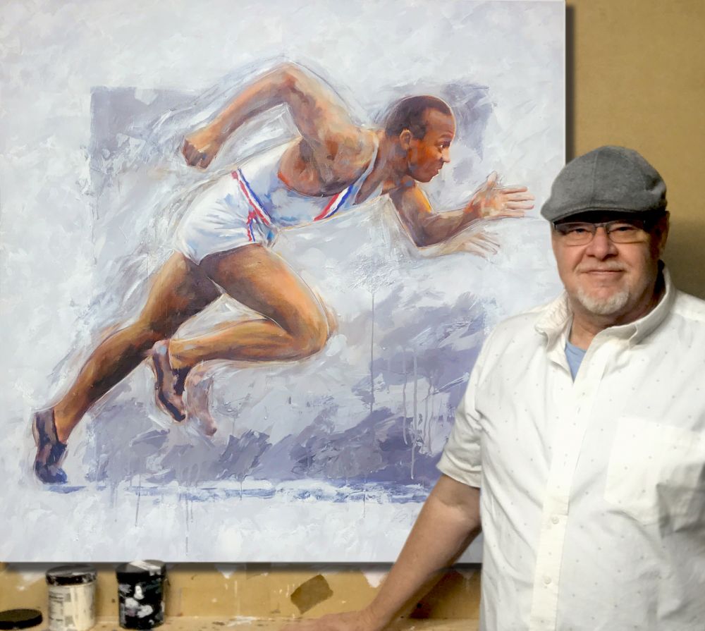 Steven Lester with Owens Painting